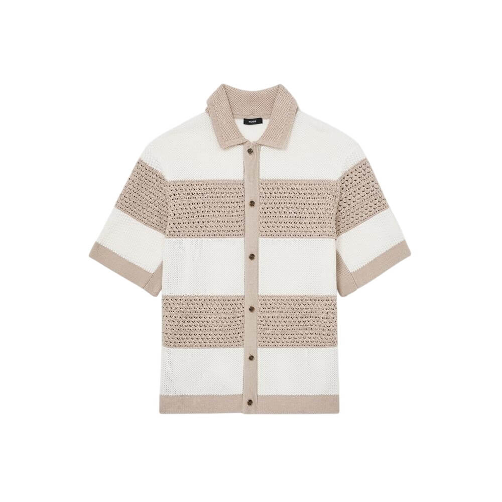 REISS Marek Cotton Block-Stripe Knitted Shirt